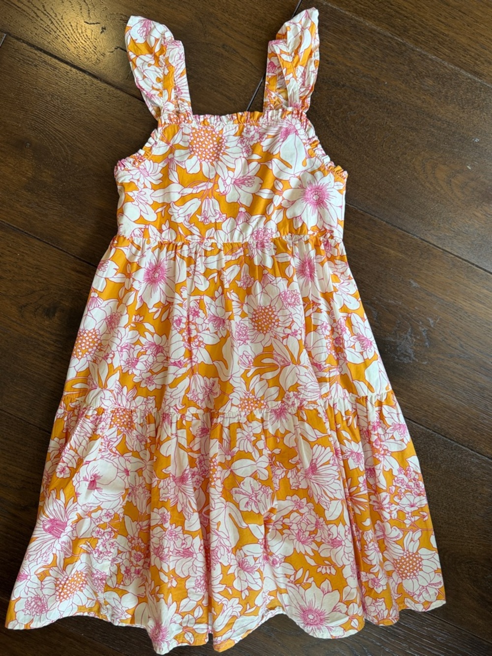 Crewcuts - Girls' Orange Floral Tiered Sundress - Size: 6Y